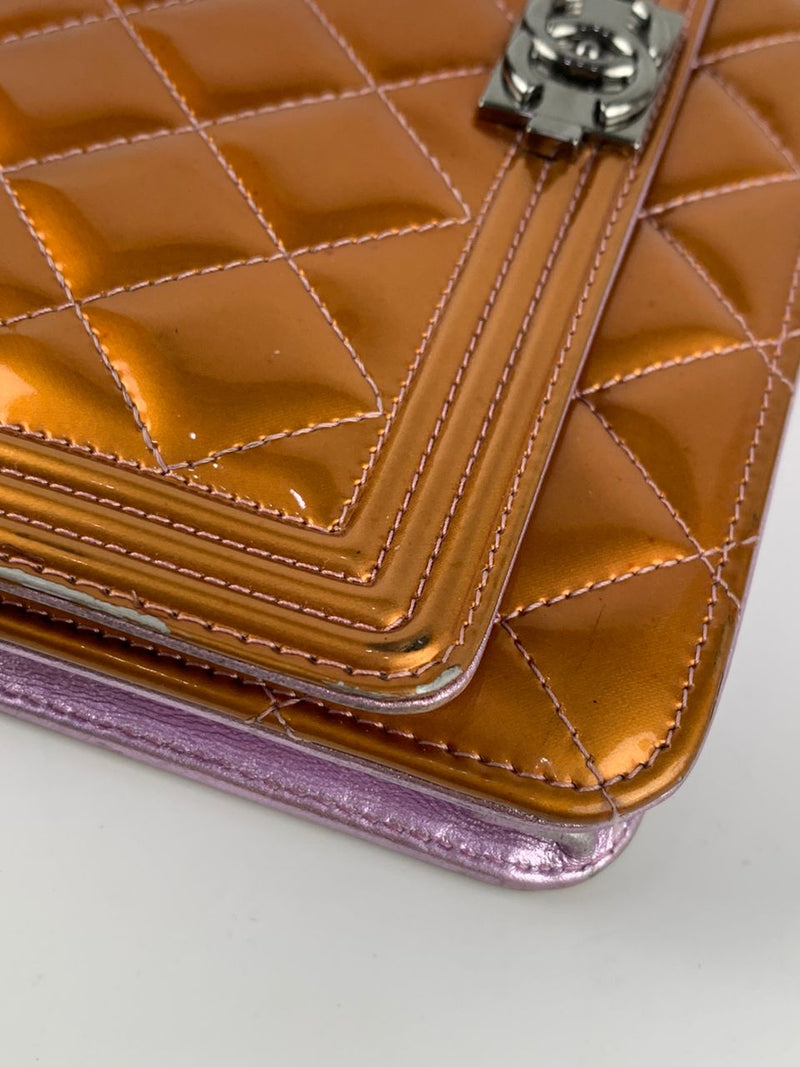 Rose / Lilac Pink Metallic Calfskin Wallet on Chain WOC SHW