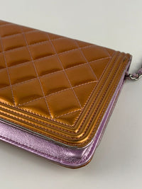 Rose / Lilac Pink Metallic Calfskin Wallet on Chain WOC SHW