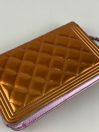 Rose / Lilac Pink Metallic Calfskin Wallet on Chain WOC SHW