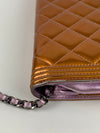 Rose / Lilac Pink Metallic Calfskin Wallet on Chain WOC SHW