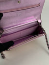 Rose / Lilac Pink Metallic Calfskin Wallet on Chain WOC SHW