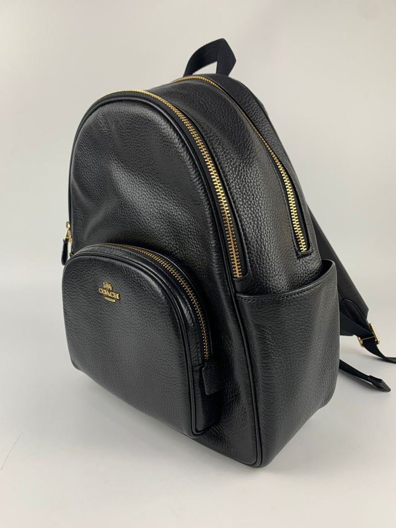 Black Leather Court Backpack