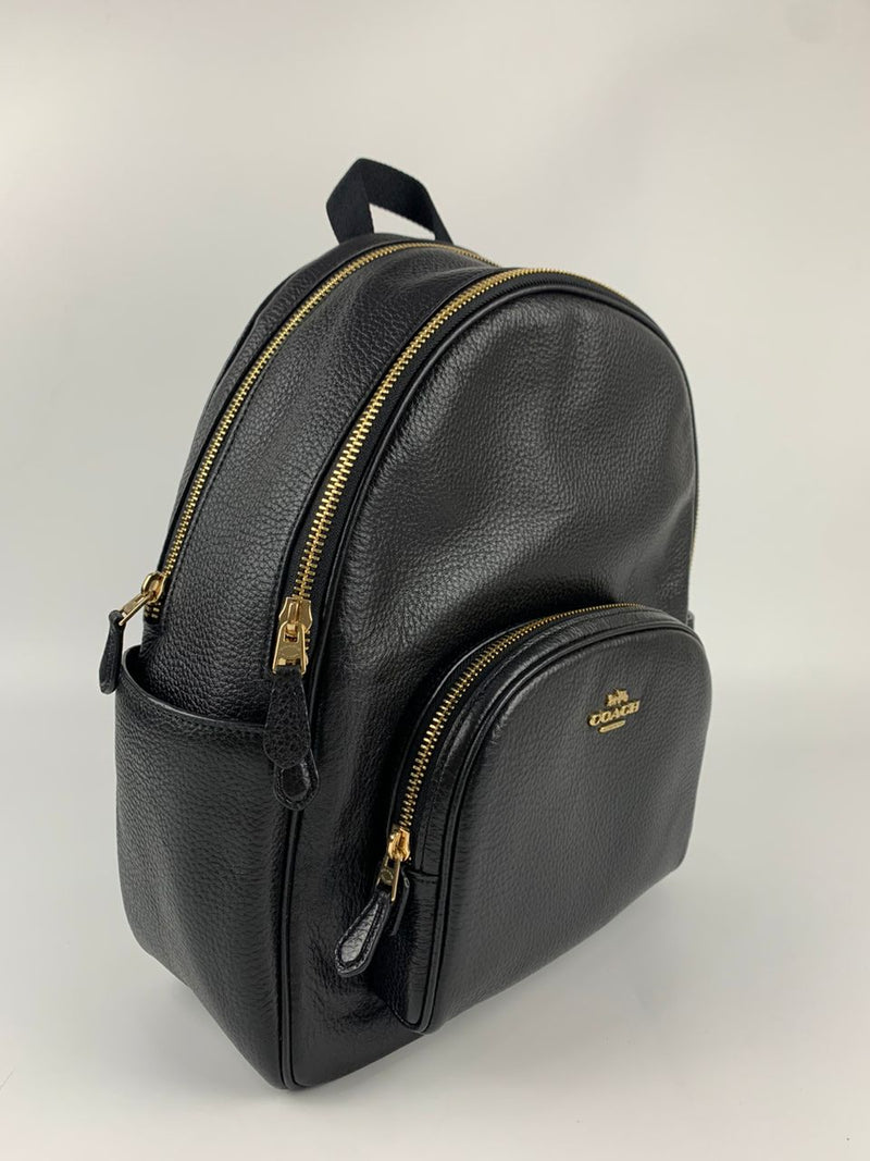 Black Leather Court Backpack