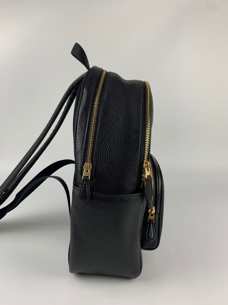 Black Leather Court Backpack