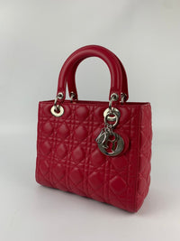 Lady Dior Medium in Red Lambskin SHW