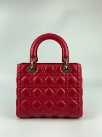 Lady Dior Medium in Red Lambskin SHW