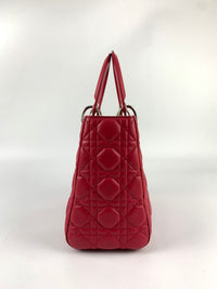 Lady Dior Medium in Red Lambskin SHW