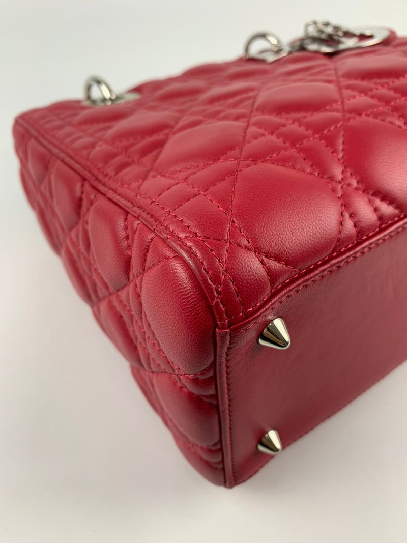 Lady Dior Medium in Red Lambskin SHW