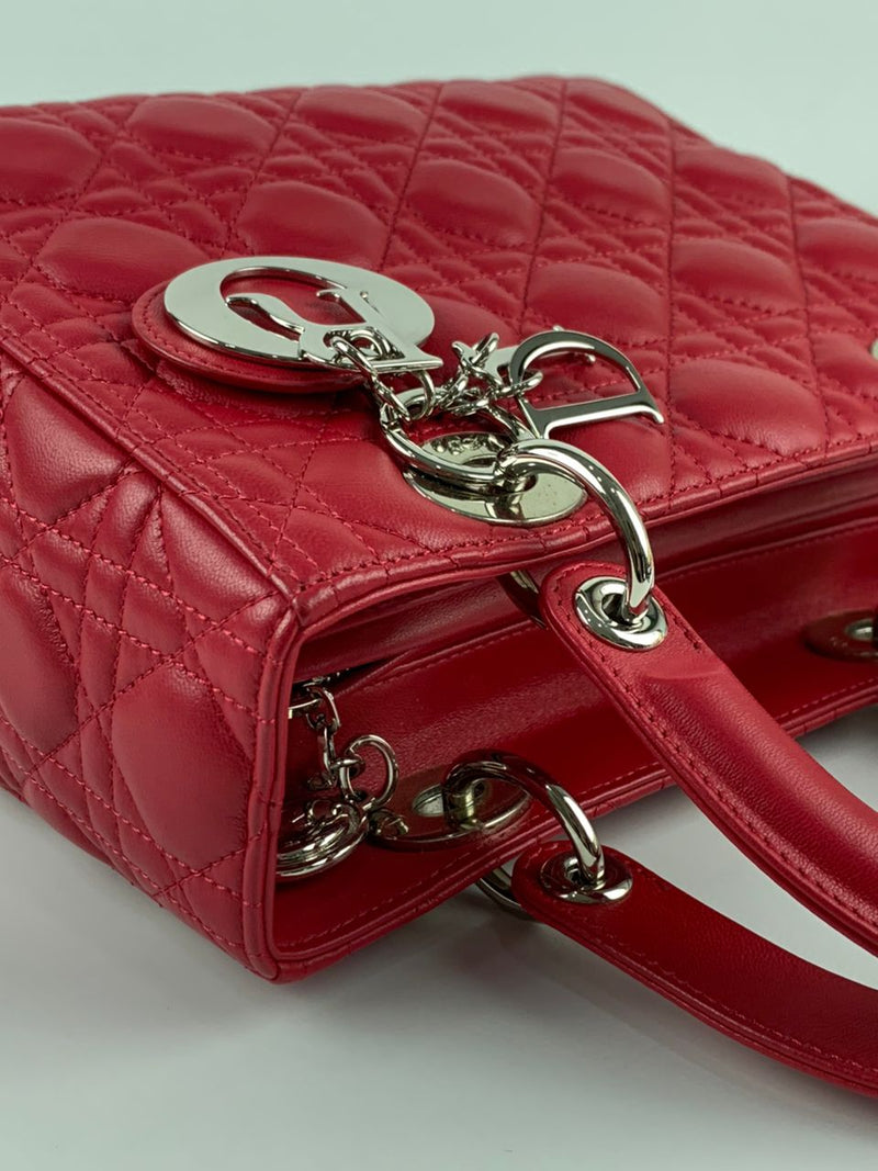 Lady Dior Medium in Red Lambskin SHW