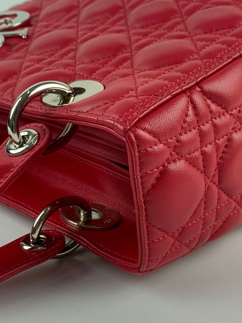 Lady Dior Medium in Red Lambskin SHW