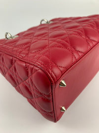 Lady Dior Medium in Red Lambskin SHW