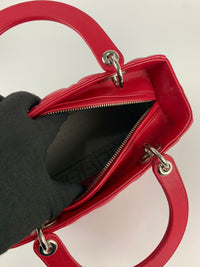 Lady Dior Medium in Red Lambskin SHW