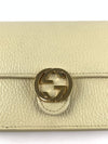 615523 Icon GG Interlocking Wallet on Chain in White