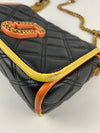 Black Colourblock Grained Calfskin Quilted Double Stitched The Status Flap Crossbody