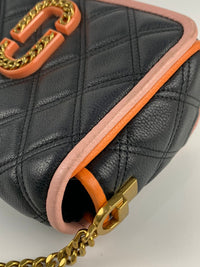 Black Colourblock Grained Calfskin Quilted Double Stitched The Status Flap Crossbody