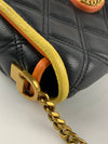 Black Colourblock Grained Calfskin Quilted Double Stitched The Status Flap Crossbody