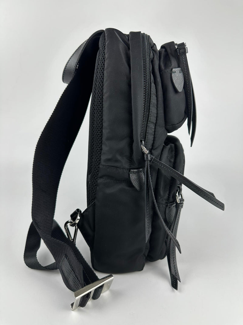 Re-Nylon and Saffiano Leather Backpack