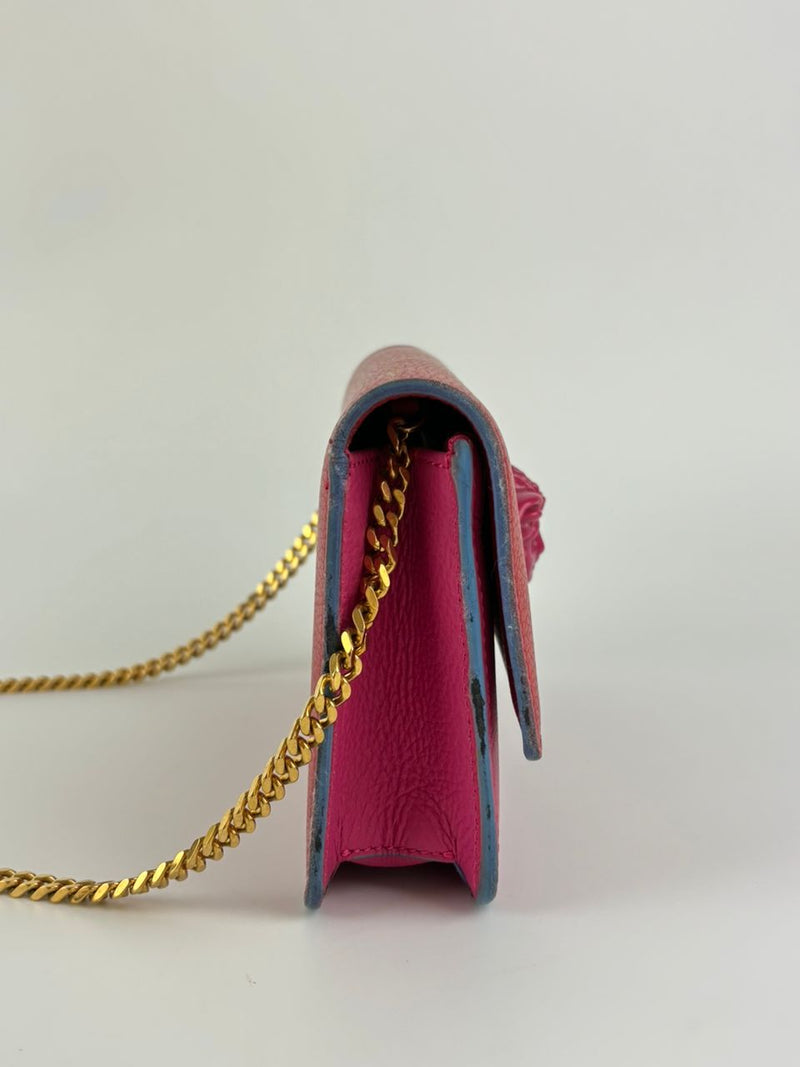 Medusa Wallet on Chain Red/Pink Calfskin