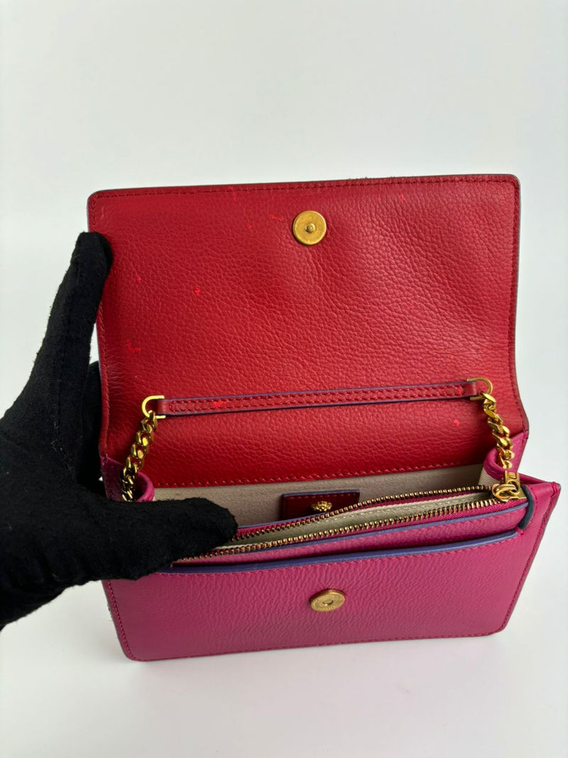 Medusa Wallet on Chain Red/Pink Calfskin