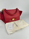 Red Small Trapeze Pebbled Calfskin / Suede Leather Bag