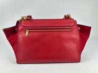 Red Small Trapeze Pebbled Calfskin / Suede Leather Bag