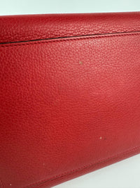 Red Small Trapeze Pebbled Calfskin / Suede Leather Bag