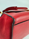 Red Small Trapeze Pebbled Calfskin / Suede Leather Bag