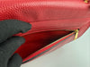 Red Small Trapeze Pebbled Calfskin / Suede Leather Bag