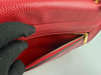 Red Small Trapeze Pebbled Calfskin / Suede Leather Bag