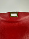 Red Small Trapeze Pebbled Calfskin / Suede Leather Bag