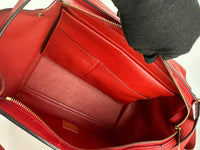 Red Small Trapeze Pebbled Calfskin / Suede Leather Bag