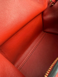 Red Small Trapeze Pebbled Calfskin / Suede Leather Bag