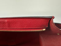 Red Small Trapeze Pebbled Calfskin / Suede Leather Bag