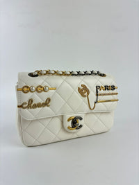 AS2979 Mini Coco Clips Flap White Lambskin Quilted