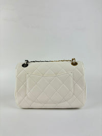 AS2979 Mini Coco Clips Flap White Lambskin Quilted