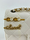 AS2979 Mini Coco Clips Flap White Lambskin Quilted