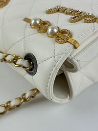 AS2979 Mini Coco Clips Flap White Lambskin Quilted