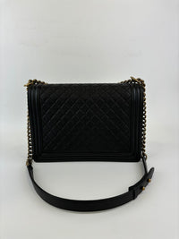 Large Boy Bag in Black Caviar RGHW