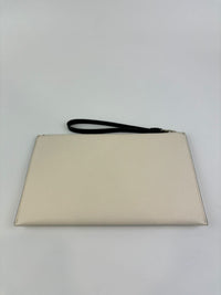 Ava Parchment Colorblocked Pebbled Leather Wristlet&nbsp;