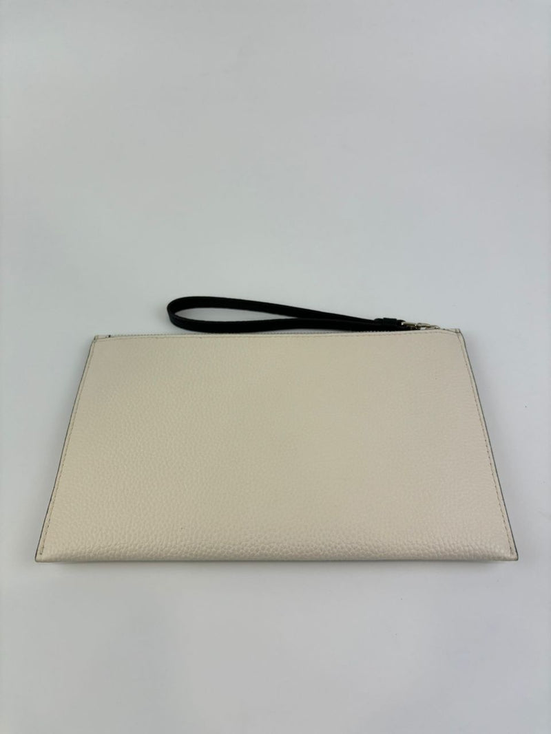 Ava Parchment Colorblocked Pebbled Leather Wristlet&nbsp;