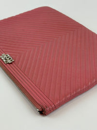 Boy Medium O Case Pink Chevron Lambskin SHW