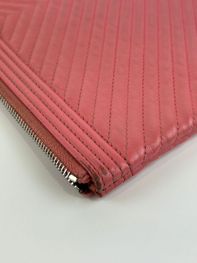 Boy Medium O Case Pink Chevron Lambskin SHW