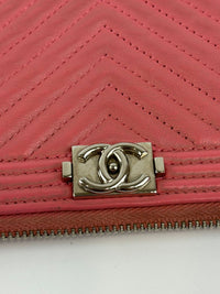 Boy Medium O Case Pink Chevron Lambskin SHW