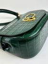 Small Amberley Satchel Green Calfskin Crocodile Embossed