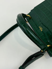 Small Amberley Satchel Green Calfskin Crocodile Embossed