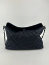 French Riviera Large Quilted Hobo Bag Dark Blue Caviar SHW