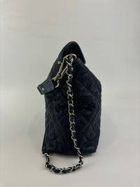 French Riviera Large Quilted Hobo Bag Dark Blue Caviar SHW