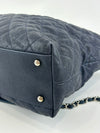 French Riviera Large Quilted Hobo Bag Dark Blue Caviar SHW