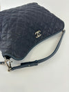 French Riviera Large Quilted Hobo Bag Dark Blue Caviar SHW