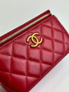 AP3044 Quilted Small Pillow Crush Vanity Case With Chain Red Lambskin GHW